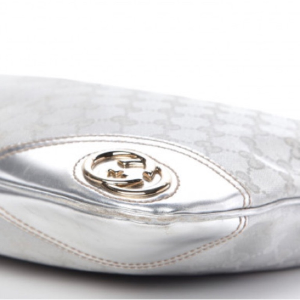 COPY - Gucci Metallic Monogram Medium New Britt Hobo Silver